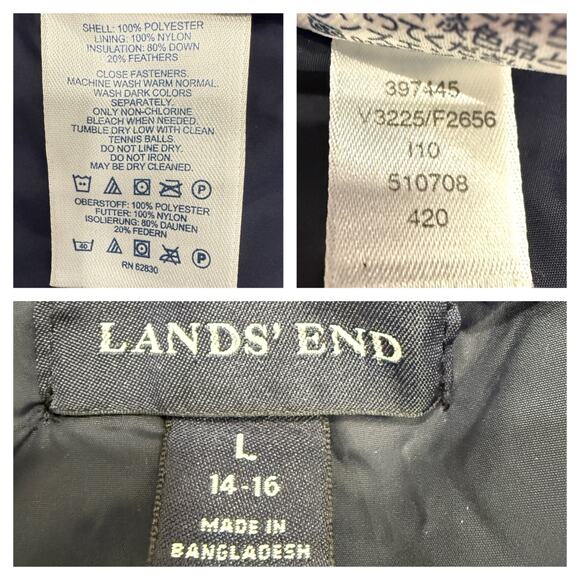 Lands' End Vest Women's L (14/16) Tartan Check Pattern Outdoor Fall Down Blend - Picture 6 of 8